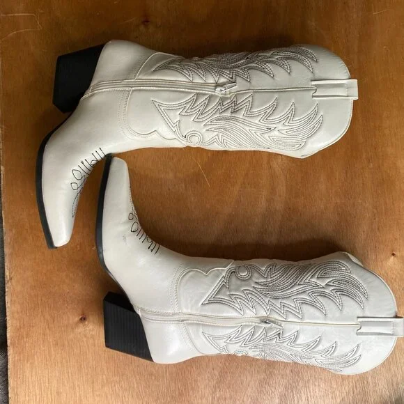 Women's Block Heel White Cowboy Boots - Indigo rd. - Macys - Picture 2 of 8